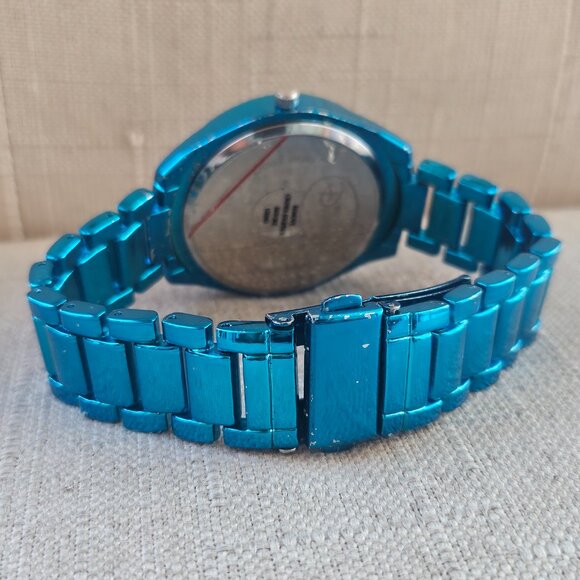 Disney Minnie Mouse Wristwatch Blue Tone Metal Strap Analog Quartz Watch Accutim - Picture 11 of 12